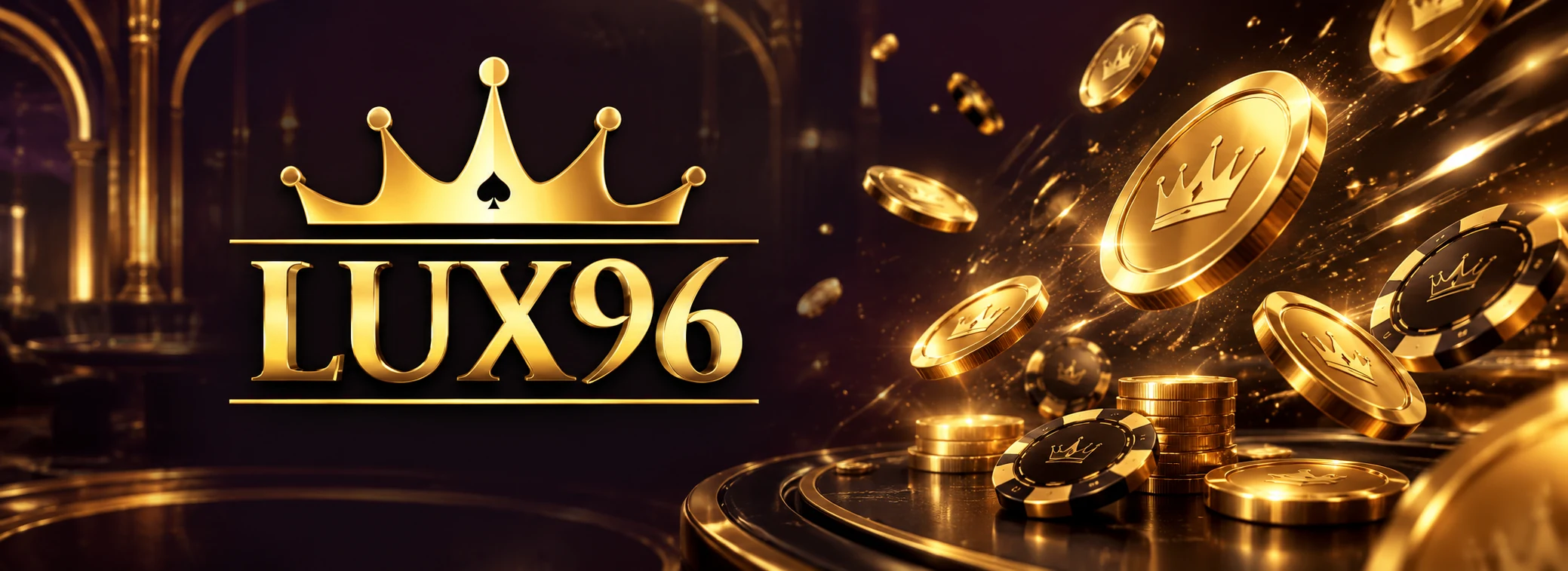 Lux96 gold crown wordmark beside the A$377 free sign-up offer for Australian players